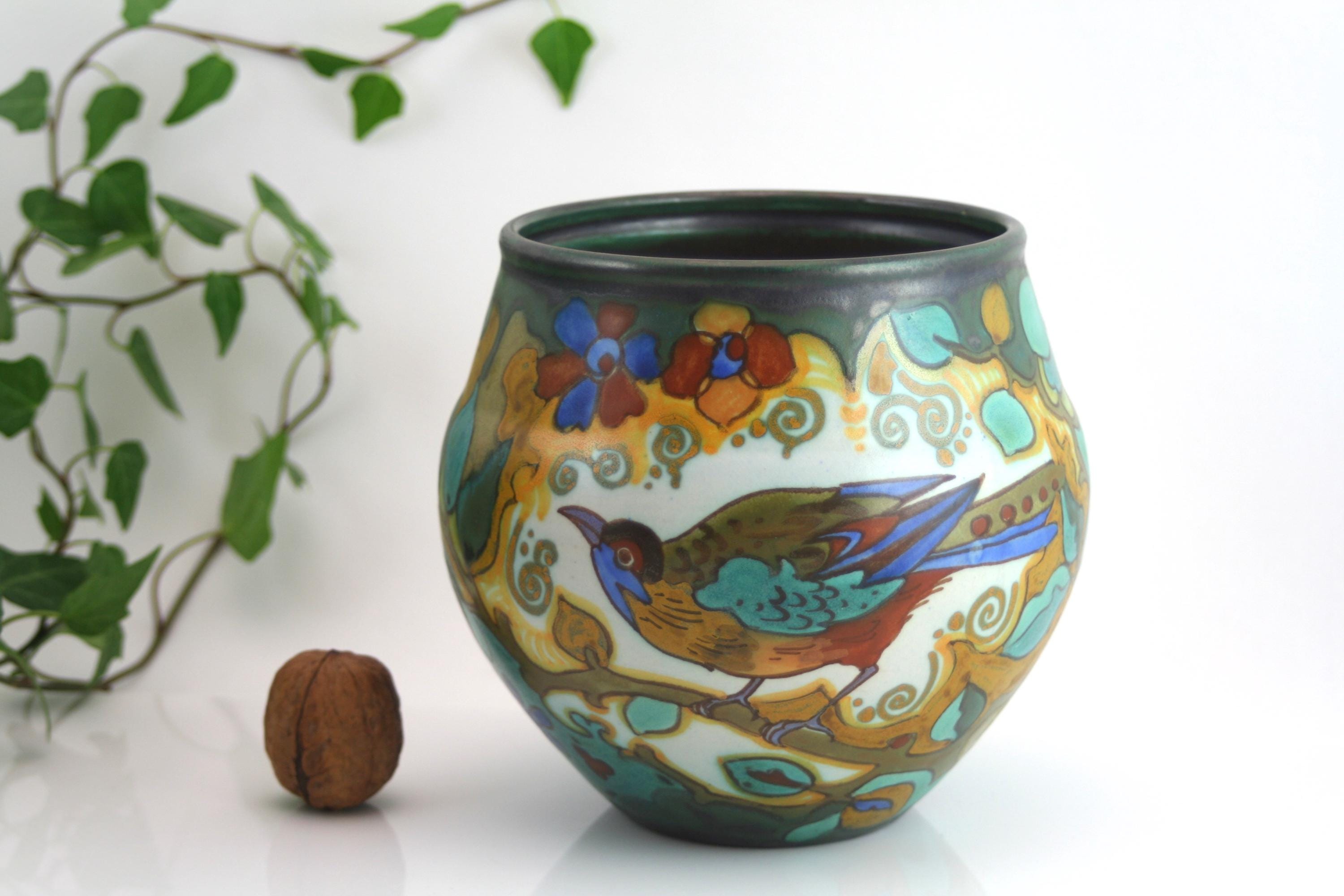 フラワーベース アールデコ オランダ陶器 花瓶 ゴーダ アールヌーボー