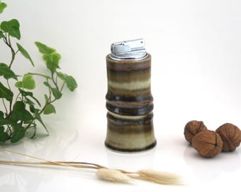 スカンジナビアの陶器ライター「竹」、オーレ・アルベリウス作、ロールストランド社、1960年代