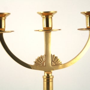 Candelabro vintage Art Déco em latão maciço - Castiçal de 3 braços