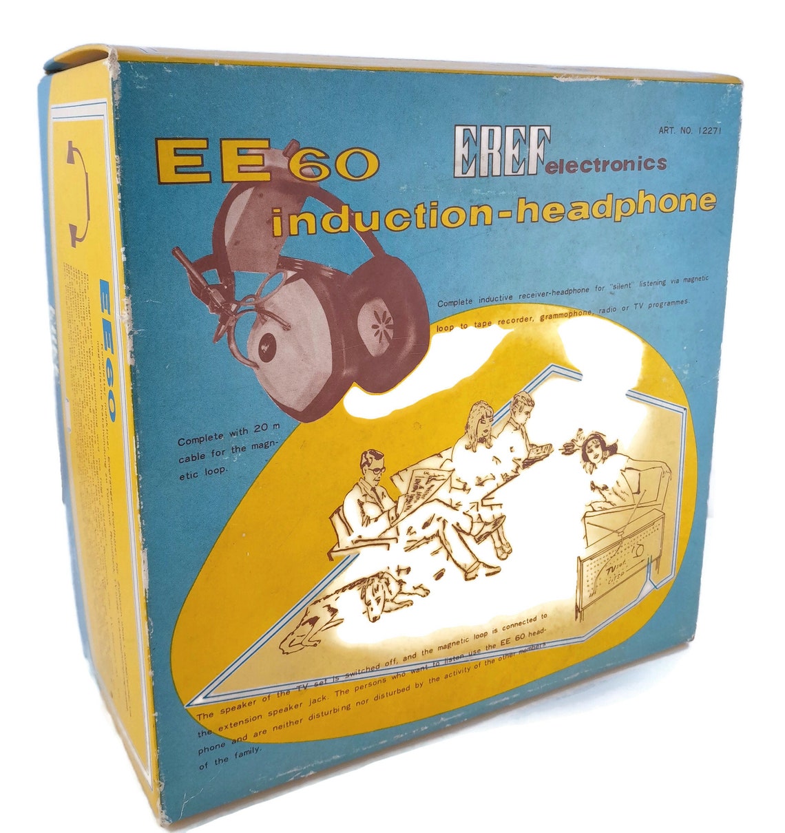 Vintage EREF EE 60 Induction Headphones: 1970s Wireless Headset (Original Box), foto 3 di 5