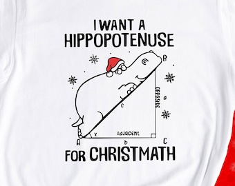 Funny Christmas Math Teacher T-Shirt, Hippopotenuse Geometry Tee
