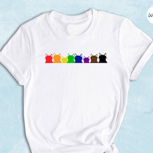 Rainbow Gay Pride Cat Shirt, LGBT Cats T-shirt, Cute Anime Rainbow Gift, Gay Pride LGBTQ Shirt, Lesbian T-shirt