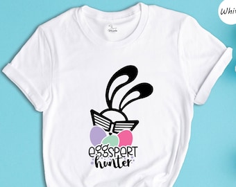 Eggspert Egg Hunter Shirt, Funny Bunny Easter T-Shirt, Cute Easter Egg Hunt Tee Gift for Kids and Adults