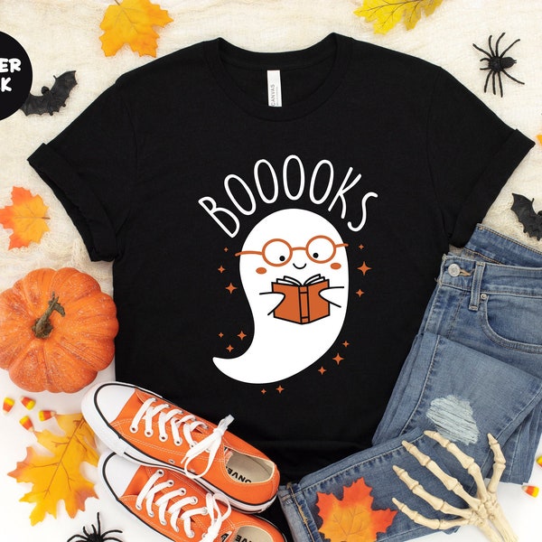 Booooks Shirt, Ghost Books, Halloween Teacher T-Shirt, Halloween Reading Shirt, Librarian Shirt, Bookworm Gift, Halloween Party Teacher