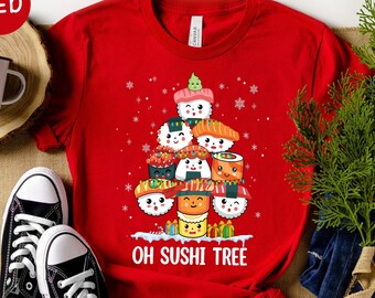 Christmas Sushi Tree T-Shirt, Japanese Foodie Gift
