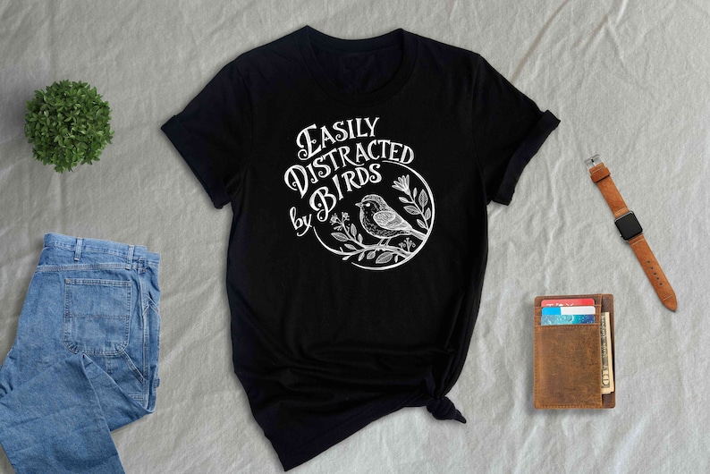 Easily Distracted By Birds Shirt, Bird Lover Tee immagine 7