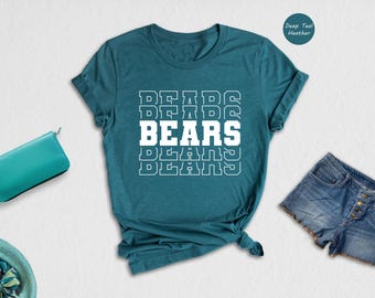 Bears Mascot Shirt, Retro Stacked Bears Game Day Tee, School Spirit T-Shirt, Football Mom Gift