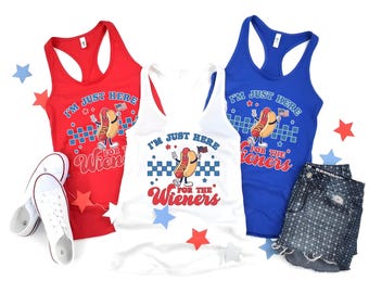 Funny 4th Of July Tank Top, Patriotic Weenies Sleeveless Top