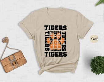 Stacked Tigers Shirt, Retro Tigers Football Tee, School Spirit Game Day Shirt, Tigers Mascot Shirt for Fans