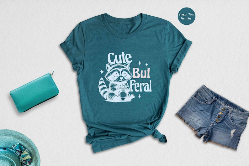 Cute But Feral Shirt, Funny Raccoon Shirt, Cute Raccoon Shirt, Trendy Mom Shirts, Funny Animal Shirt, Gift For Wife Shirt image 6