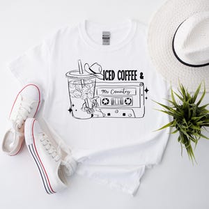 Iced Coffee & 90s Country Music Shirt, Retro Graphic Tee