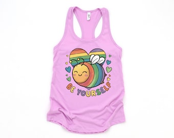 LGBTQ+ Pride Bee Tank Top, Rainbow Heart, Love Is Love