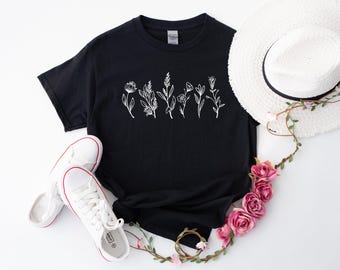 Wildflower Graphic Tee, Stay Wild Shirt, Plant Lover Gift