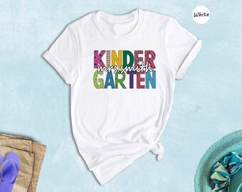 Custom Kindergarten Teacher Shirt, Personalized Cotton Crew Shirt
