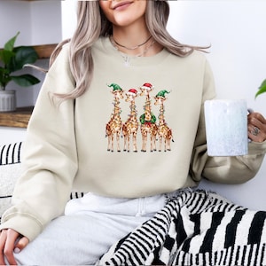 Christmas Giraffe Sweatshirt, Giraffe Christmas Shirt, Xmas Holiday Sweater, Christmas Gift, Animal Lover Christmas Hoodie