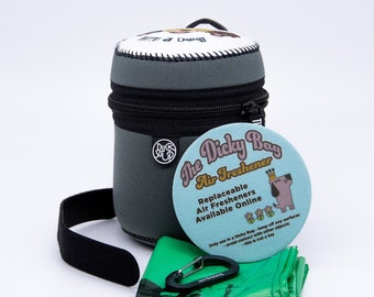 Dicky Bag-Dog Faces: A Hands-Free, Odour-Proof, Dog Poo bag holder the original and the BEST, handmade in the UK