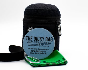 Dicky Bag-Standard Material: A Hands Free, Odour Proof, Dog Poo bag holder, the original and the BEST handmade in UK