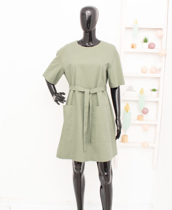 COS Green Dress Tie Waisted Button-up Back Pockets Loose Fit Garden Party  Casual Everyday 36 UK10 US6 - Etsy New Zealand