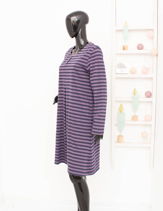 GUDRUN SJODEN Dress Blue Purple Striped Organic C… - image 4