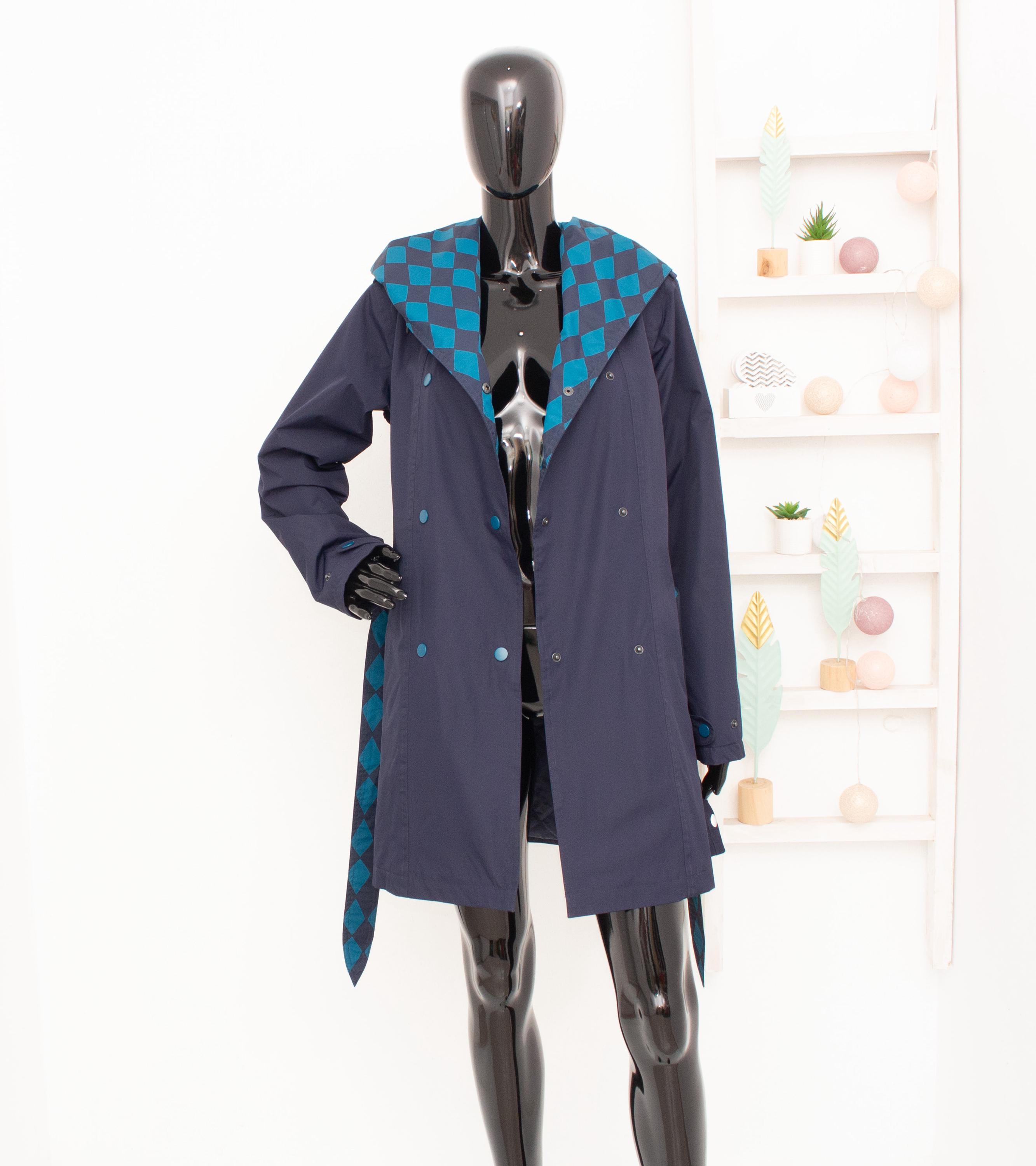 Blaest by Lilleboe Rain Coat Insulated Hooded Blue Argyle Blaest by Lilleboe Rain Coat Insulated Hooded Blue Argyle