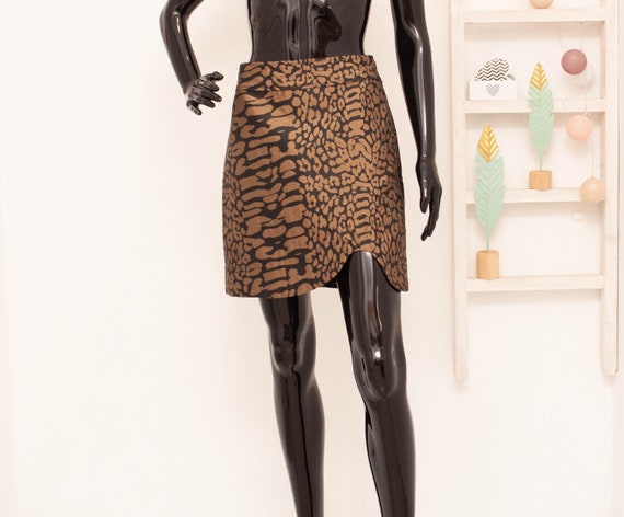 Leopard Mini Skirt by GANNI Animal Print Jacquard… - image 1