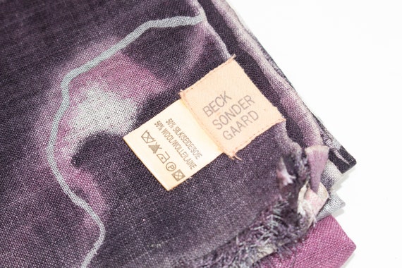 BECKSONDERGAARD Scarf Purple Grey Abstract Rose S… - image 4