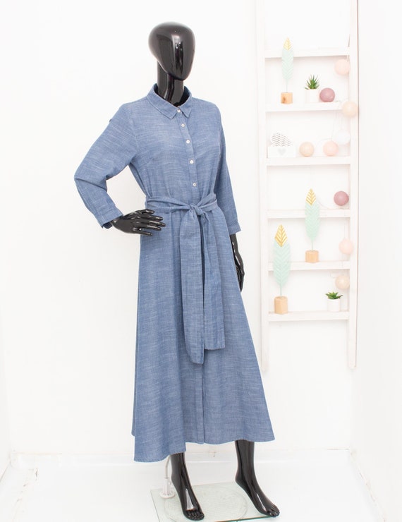 fitted lace wedding dress Nancy Indigo Denim Dress – Finery London main image 1