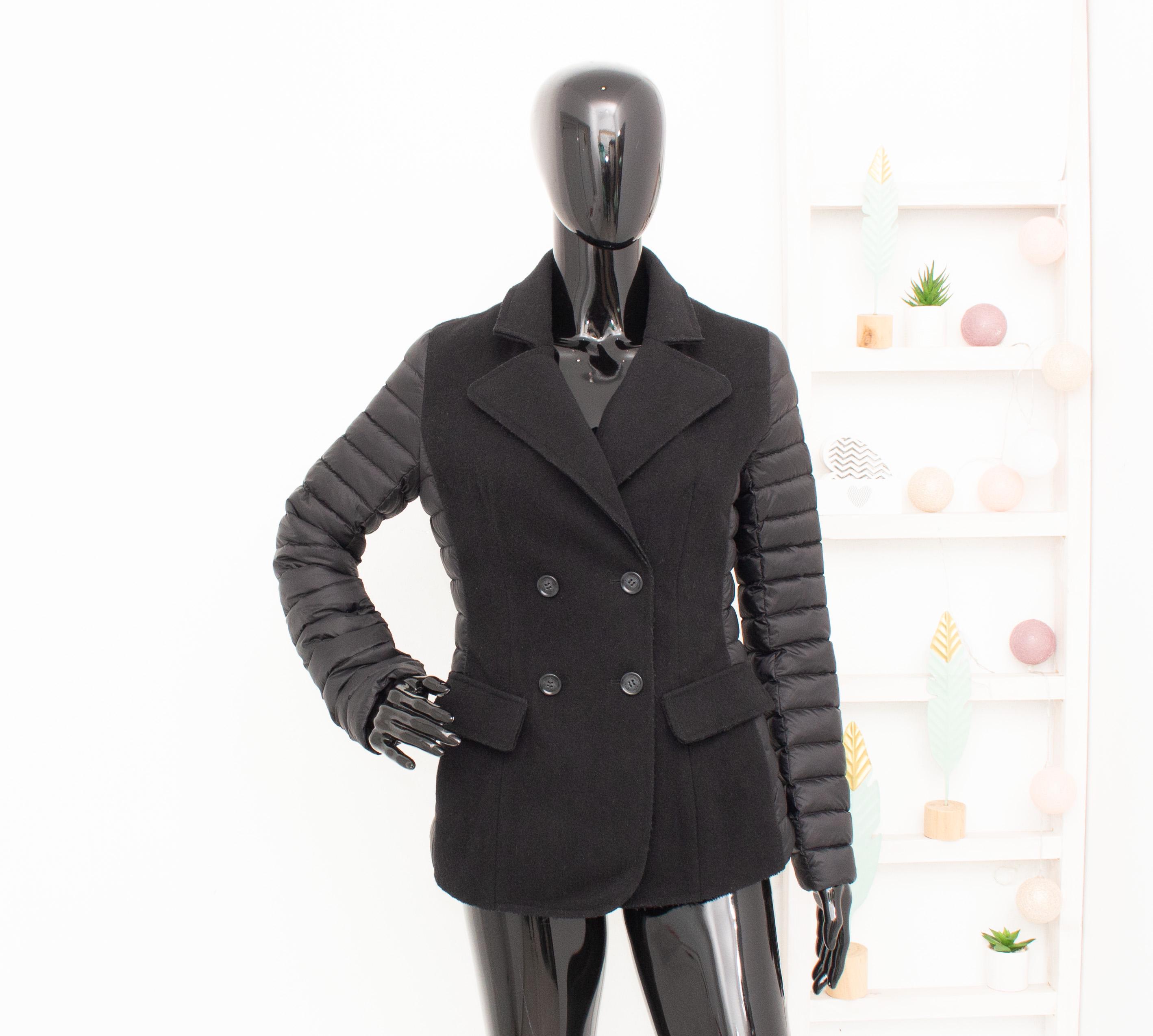 JOTT Veste En Laine Doudoune Double Boutonnage Blazer Noir Pour Femme Manteau Court M