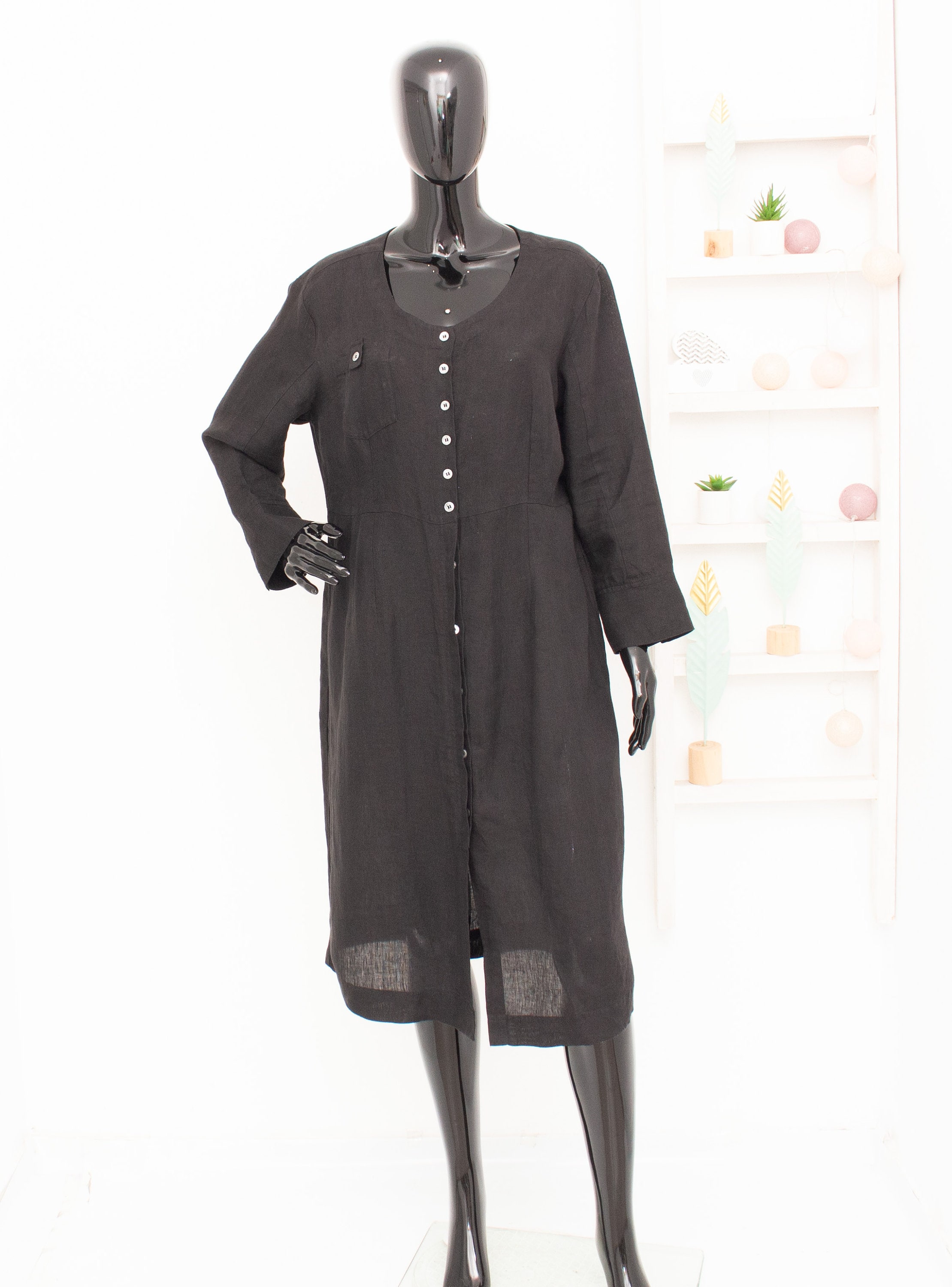 GUDRUN SJODEN Dress 100 % Linen Canvas Black Scoop Neck With Pockets Vintage Music Festival Holiday Spring Women L - Etsy GUDRUN SJODEN Dress 100 % Linen Canvas Black Scoop Neck With Pockets Vintage Music Festival Holiday Spring Women L - Etsy