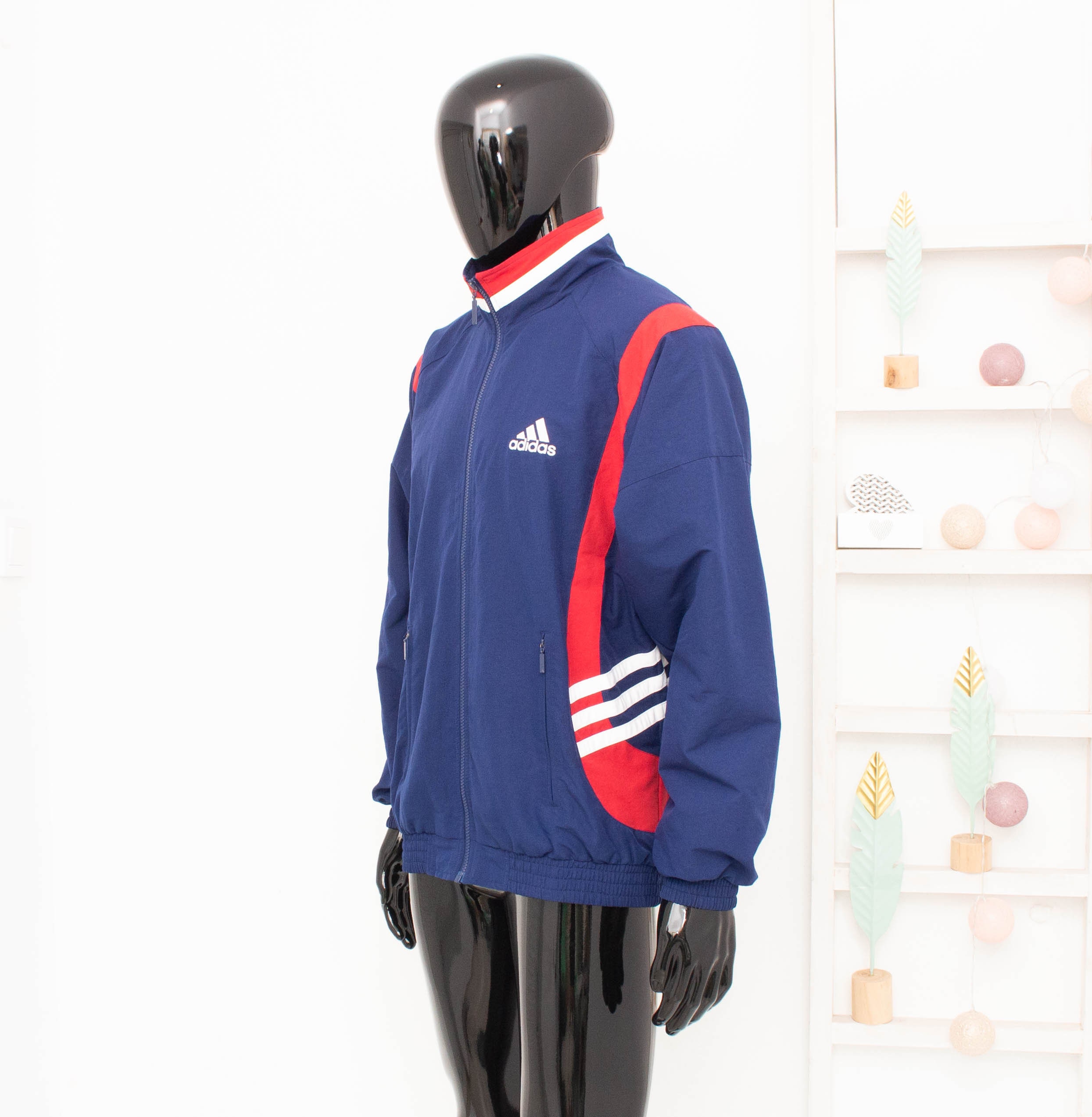 Adidas Vintage Track Jacket 90s Oversized Full Zip Tracksuit Top