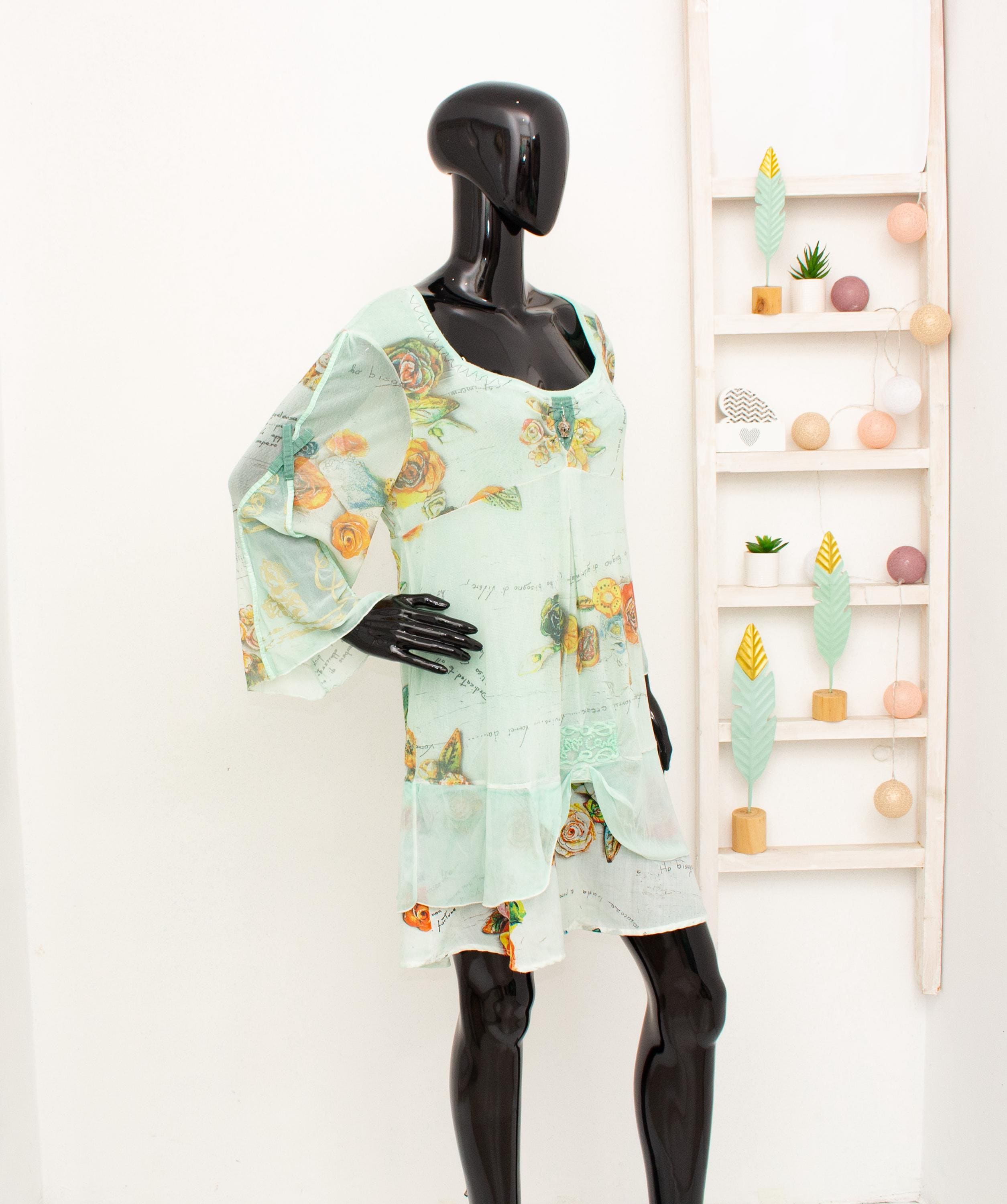 ELISA CAVALETTI Tulle Mesh Tunic Dress Green Floral Layered Embellished Draped Romantic Italian XL - Etsy ELISA CAVALETTI Tulle Mesh Tunic Dress Green Floral Layered Embellished Draped Romantic Italian XL - Etsy