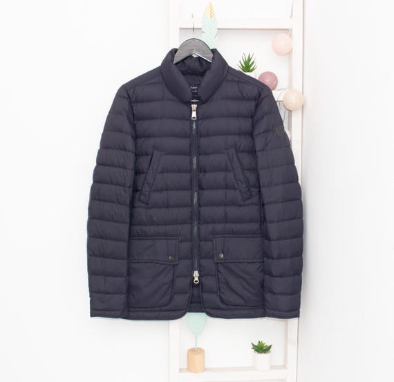 Gant, GANT Down Jacket Navy Blue Lightweight Puffer Blazer Short Coat Men's Size S