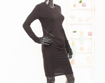 Alexander Mcqueen Mcq Black Dress Zip off Long Sleeve Dress