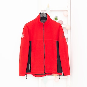 Norrona Svalbard Windstopper Jacket Fleece Homme Fermeture éclair complète Rouge vintage Randonnée Trekking Couche intermédiaire Taille S
