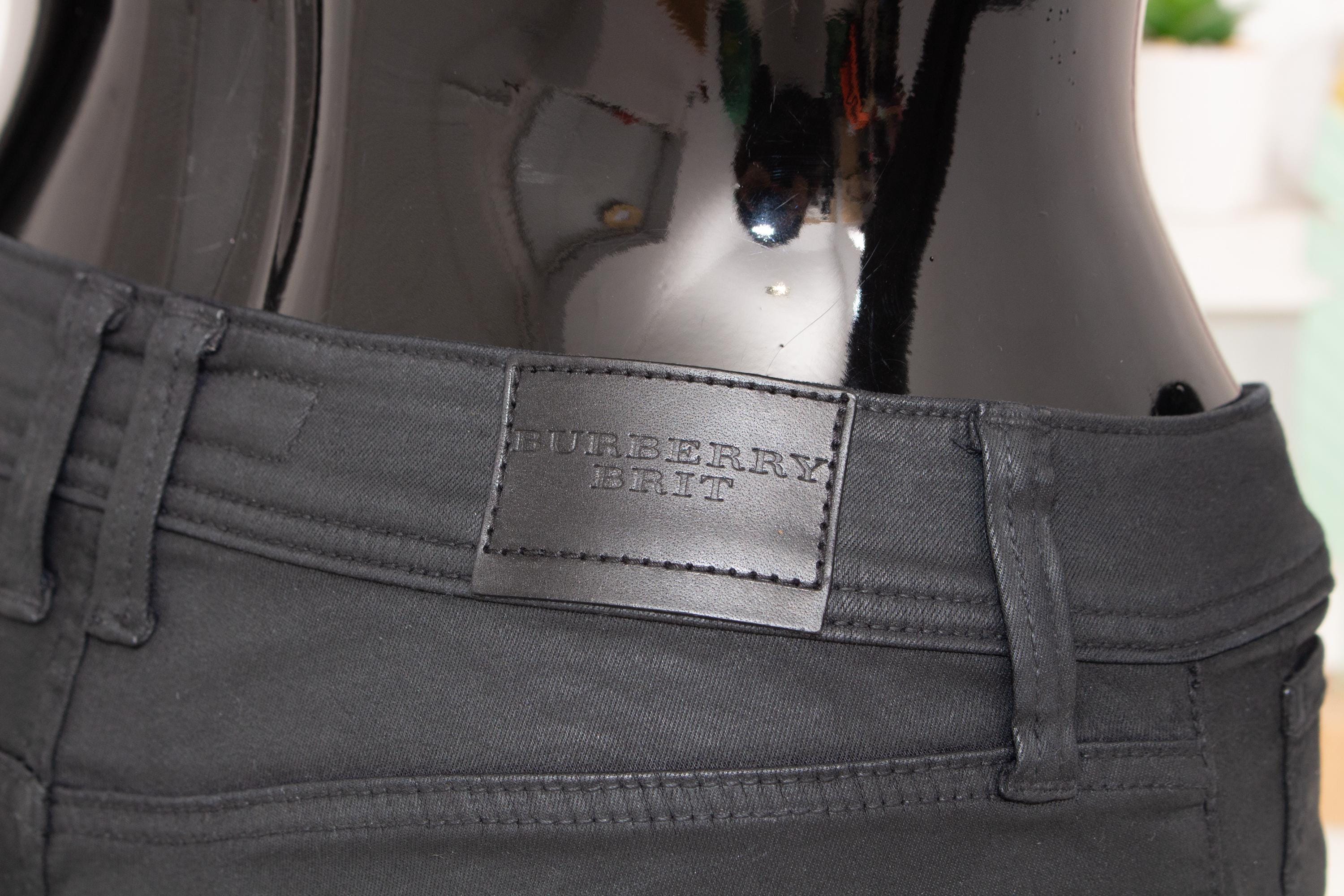 Burberry Brit Trousers Black Slim Skinny Pants Coated 5 Pockets Jeans Mid Rise Ankle Biker Rocker Etsy
