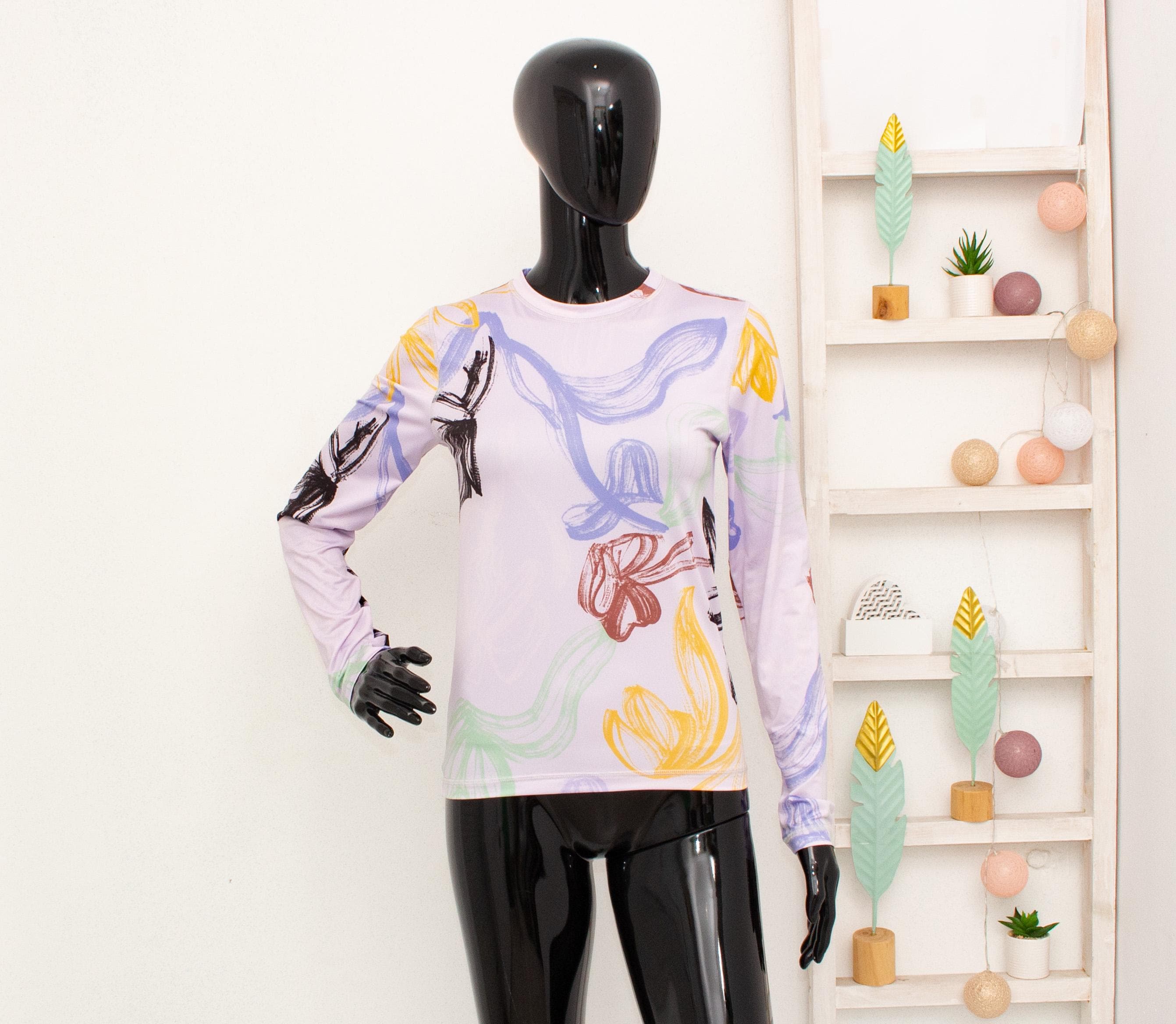 トップス Stine Goya Juno Blouse Stine Goya Blouse Juno Purple Floral Long Sleeve Stretch Jersey