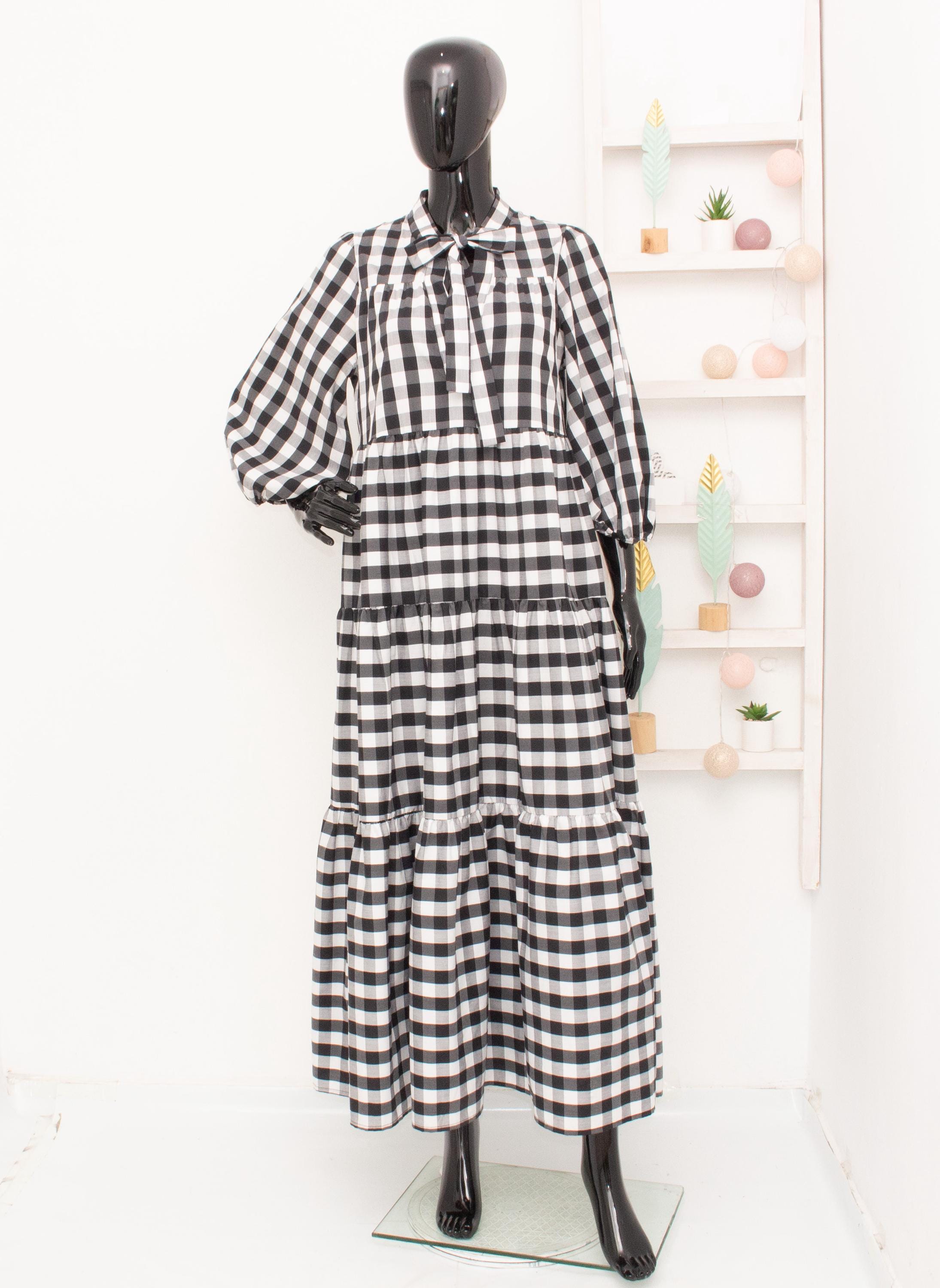 chinese dress ladies Women's Casual Loose Sundress Sleeveless Long Dress Maxi Black White Race  Checkered Flag Dresses Summer Beach Dress S at Amazon Women's Clothing store main image 1