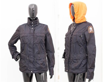 Parajumpers Desert Jacket Blue Windbreaker Multipockets Women Hideaway Hooded Coat L Etsy