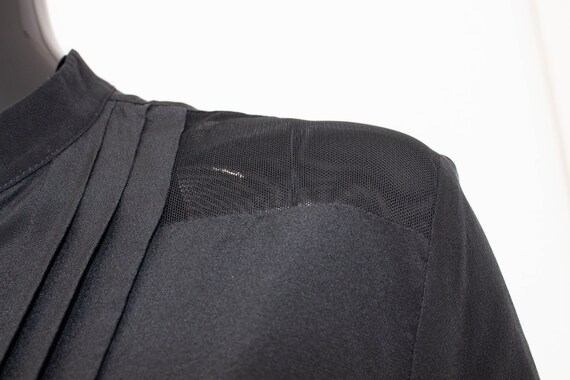 SANDRO Silk Shirt Black Pleated Blouse Mesh Sheer… - image 7