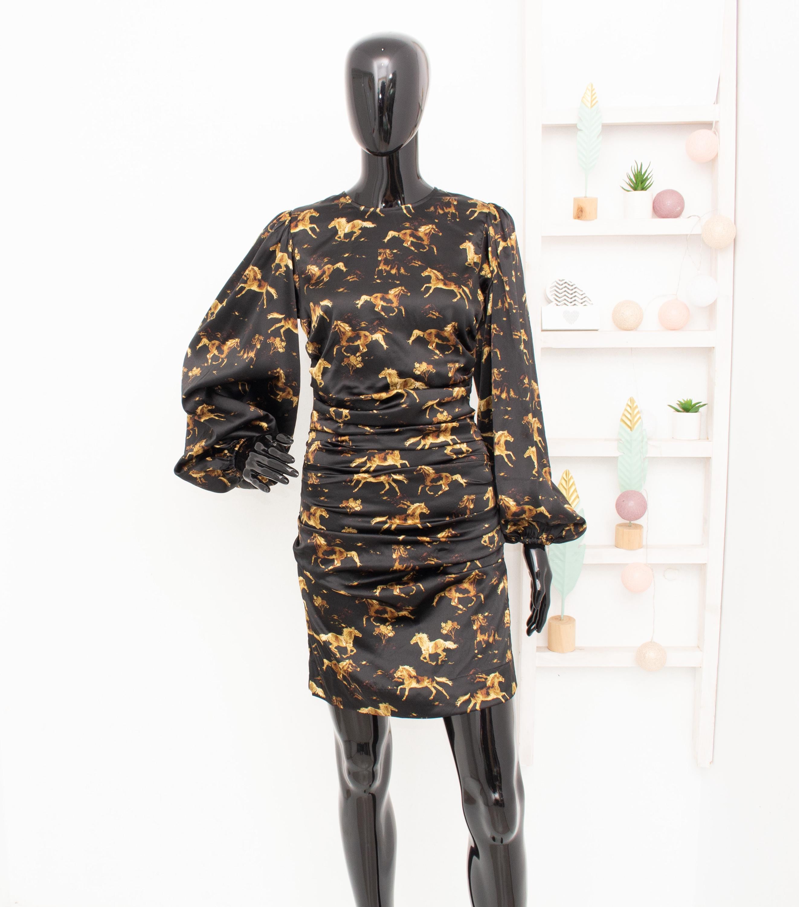 ganni silk stretch satin dress Ganni + Patina Green Long Sleeve Silk Stretch Satin Dress
