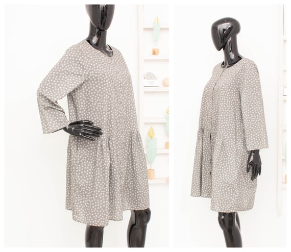 GUDRUN SJODEN Dress Grey Polka Dots Organic Cotto… - image 1