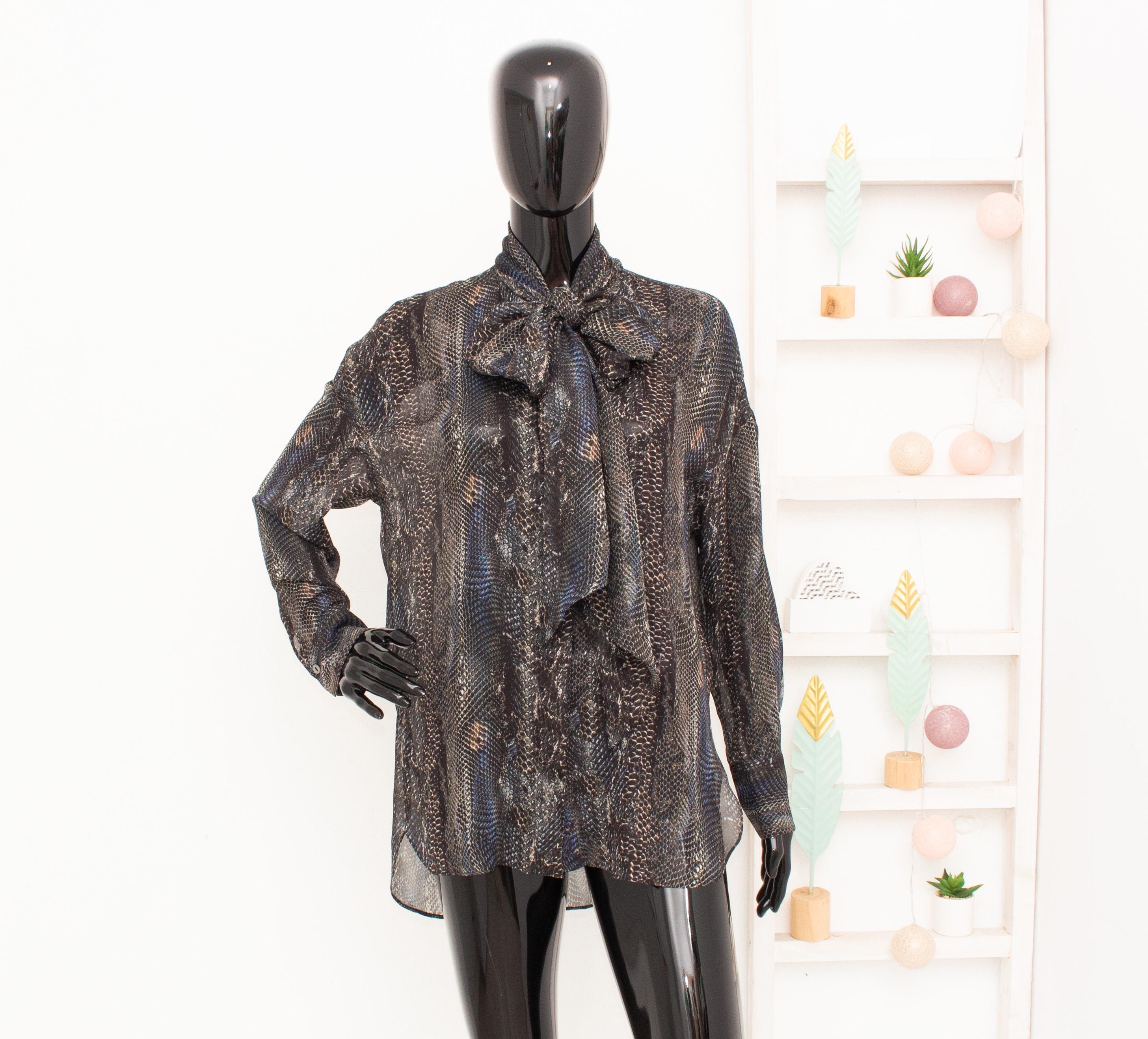 トップス vintage python sheer shirt blouse Python Blouse - Etsy Canada