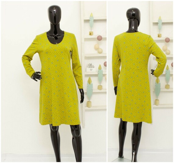Robe Gudrun Sjoden Florale Verte En Coton Bio Avec Poches Suedois M Etsy France