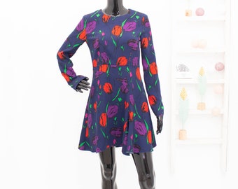 Dress Tulip Fit Flare SPORTMAX CODE Dress Blue Red Max Mara Cocktail Dress Floral Party Dress Wedding S