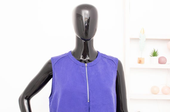 Acne Studios Purple Dress Draped Zipper Crew Neck Twist