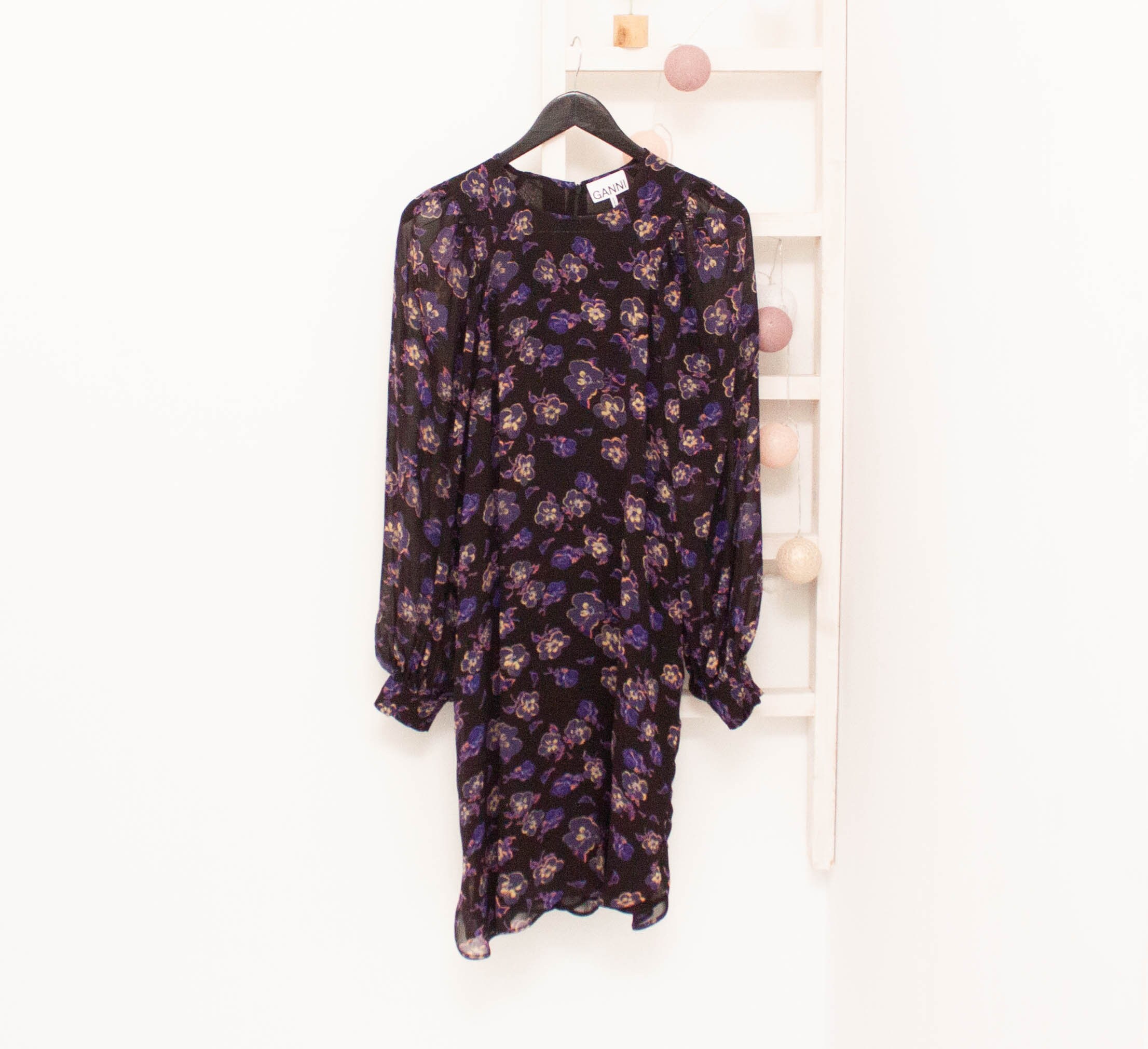 ganni purple floral dress Ganni