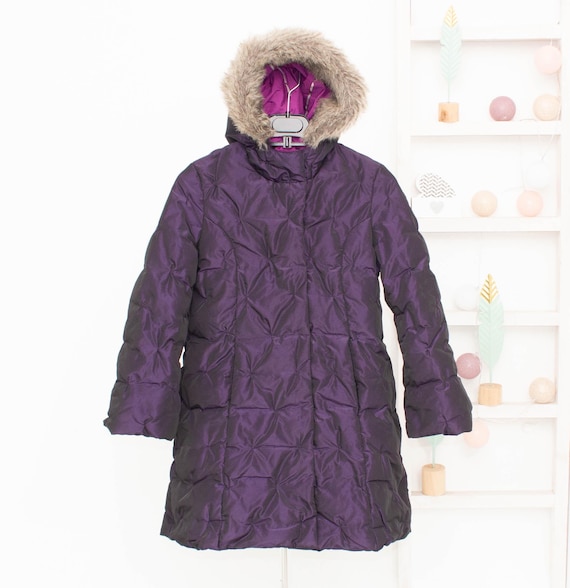 Burberry donsparka meisjes paarse gewatteerde taft lange jas luxe winterjas  met capuchon en capuchon 10 jaar 140 cm - Etsy België