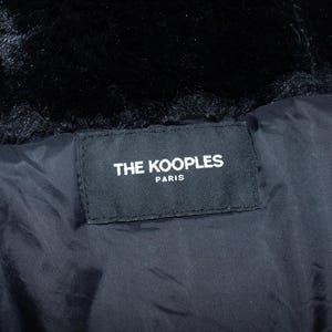 THE KOOPLES Down Jacket Faux Leather Insert Hooded Puffer Parka Shiny Black Coat Women's 2 M image 11