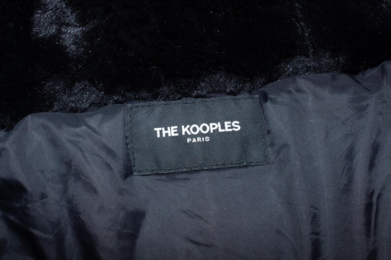 THE KOOPLES Down Jacket Faux Leather Insert Hooded Puffer Parka Shiny Black Coat Women's 2 M image 11
