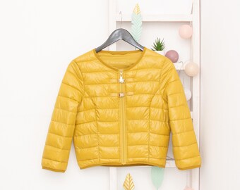 ILSE JACOBSEN Cropped Puffer Jacket Artificial Down Water Repellent Insulated Puff Coat Womens S